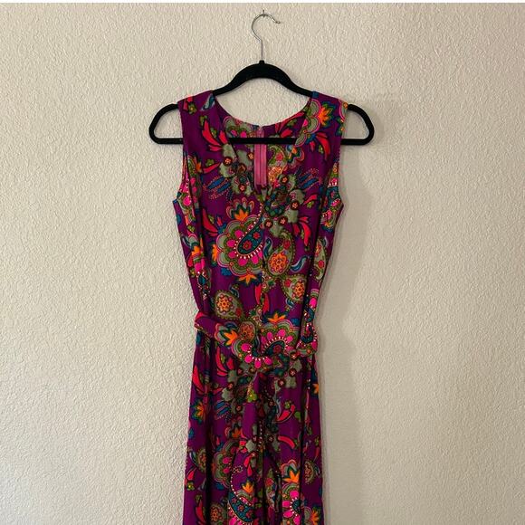 Vintage 70s Psychedelic Jumpsuit | Pink Orange Floral Wide Leg Palazzo Romper - Picture 4 of 11